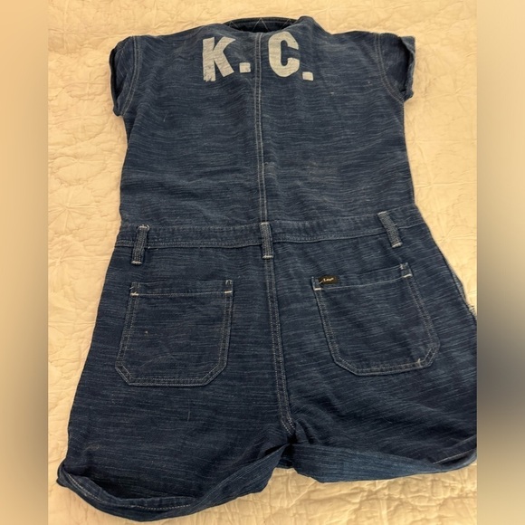 LEE Denim Romper Size M Blue Short Union Alls Vintage Modern - Picture 9 of 12
